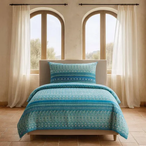 Bassetti Bettwäsche PIAZZA DUCALE C1 135 x 200 cm - Elegante Bettwäschgarnitur aus 100 % Baumwolle in Blautönen. Mit Reißverschluss und mediterranem Ornament-Muster, ideal für jede Jahreszeit.