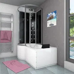 Kombination Badewanne Dusche K50-R30-EC Duschtempel 100x170 cm - Schwarz