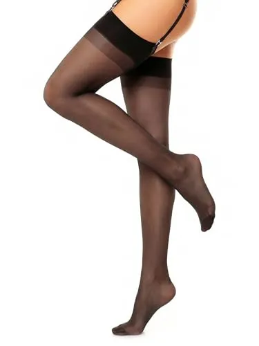 GLAMORY Damen Strapsstrümpfe Perfect 20 DEN, Schwarz (Schwarz), XXX-Large (Herstellergröße: 3XL-(56-58))
