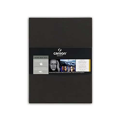 CANSON Archival Photo/Storage Box 32x24x4cm, Schwarz - Zeichenpapier Box für professionelle Fotografen, säurefrei und ISO konform, ideal zur sicheren Aufbewahrung von 25 Blatt Pergaminpapier.
