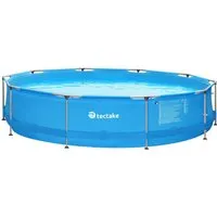 Tectake Swimmingpool Komplettset Steelframe Ø 360cm - Rundes Schwimmbecken für Garten, inklusive Filterpumpe und Aufbauanleitung, ideal für Familien mit bis zu 7 Personen, einfach und schnell aufzubauen.