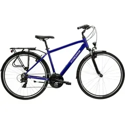 Kross Trekkingrad Trans 1.0, 21 Gang Shimano TOURNEY TY300 - Fahrräder mit komfortablem Rahmen, ideal für Stadt und Waldwege. Der bewährte SHIMANO-Antrieb sorgt für präzises Schalten und die V-Brakes garantieren hohe Bremsleistung bei jedem Wetter.