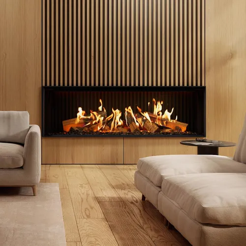 Noble Flame TUDOR Elektro-Einbaukamin 1320 mm - Der innovative Elektro-Einbaukamin TUDOR mit Hologrammfeuer bietet flexible Einbaumöglichkeiten und schafft eine beeindruckende Kaminatmosphäre ohne Schornstein. Ideal für kreative Raumgestaltungen.