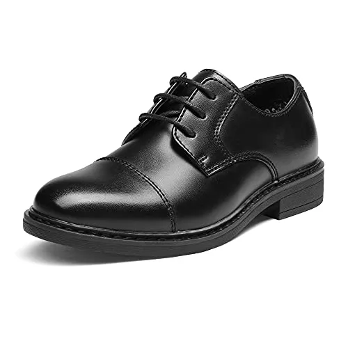 Bruno Marc Schnürhalbschuhe für Jungen - Elegante Derby Oxfords in Schwarz - Schnürhalbschuhe für Jungen mit glatter, spritzwasserbeständiger Oberfläche und atmungsaktiver Innensohle, ideal für Hochzeiten und Partys.