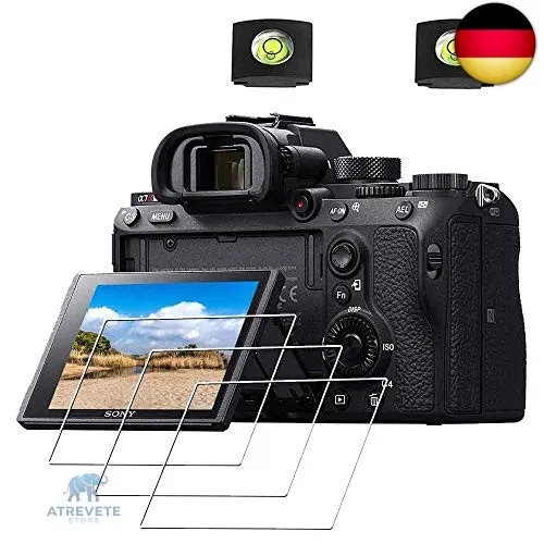 ULBTER Displayschutzfolie Schutzfolie für Sony Alpha A7R III/A7R II/A7 III/A7 II/A77 II/A7S II/A99 II /A9 Kamera & Blitzschuh-Abdeckung, 0,3 mm 9H Härte gehärtetes Glas -3 Stück