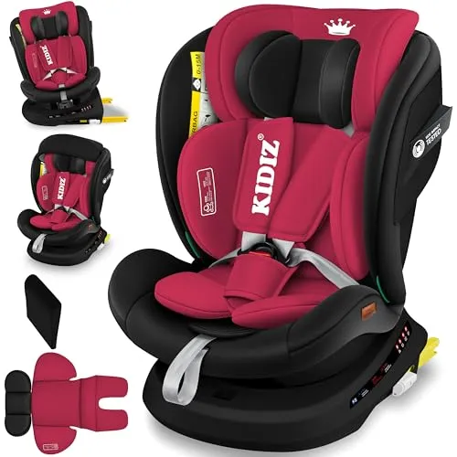 KIDIZ Autokindersitz 360° mit ISOFIX und Top Tether - Der KIDIZ Autokindersitz für Kinder von 0-12 Jahren bietet höchste Sicherheit und Komfort. Mit 360° Rotation und ISOFIX-System ist das Ein- und Aussteigen kinderleicht. Ideal für lange Fahrten und wachsende Kinder bis 36 kg.