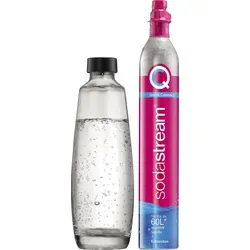 SodaStream QC-Reservepack - 1x Quick Connect CO2-Zylinder (60L) & 1x 1L Glasflasche in Pink, für frische Getränke und stilvollen Genuss