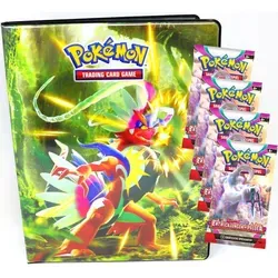 Pokemon Karten Karmesin & Purpur - Entwicklung in Paldea - 1 Mappe + 4 Booster Sammelkarten