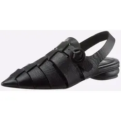 Sandale HEINE, Damen, Gr. 36, schwarz, Leder, Glattleder, modisch, Schuhe