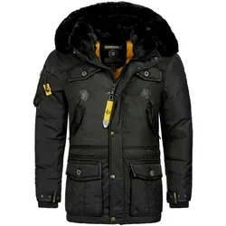 Geographical Norway ACORE - Warme Herren Winterjacke Parka, wind- und kälteabweisend mit abnehmbarer Kapuze und Kunstfellbesatz
