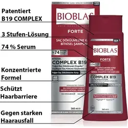 BIOBLAS Forte pflanzliches Shampoo gegen starken & intensiven Haarausfall 360ml