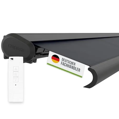 empasa elektrische Vollkassettenmarkise 'Profi' - Markisen: Zuverlässiger elektrischer Sonnenschutz mit Fernbedienung, komplett vormontiert und langlebiger Aluminiumkassette für optimalen Wetterschutz.