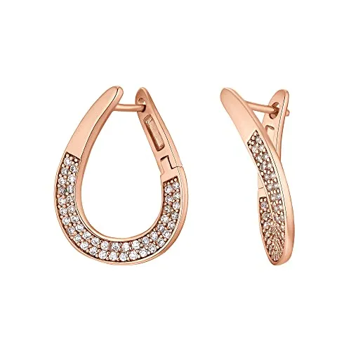 Heideman Ohrringe Noe Damen aus Edelstahl rosegold farbend poliert Ohrstecker hängend für Frauen mit Stein weiss rose vergoldet