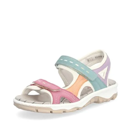 Riemchensandale, 150 Jahre Jubiläumsartikel, Gr. 37, multi - Wanderschuhe: RIEKER Sandale aus hochwertigem Nubuklederimitat und Textil, ideal für stilvolle Sommerabenteuer.