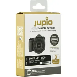 Jupio Akku Sony Ultra C (CSO0304) mit USB-C-Eingang - Kamera-Akku für Sony NP-FZ100, bietet schnelle USB-C-Ladeoption und hohe Kapazität für längere Aufnahmen.