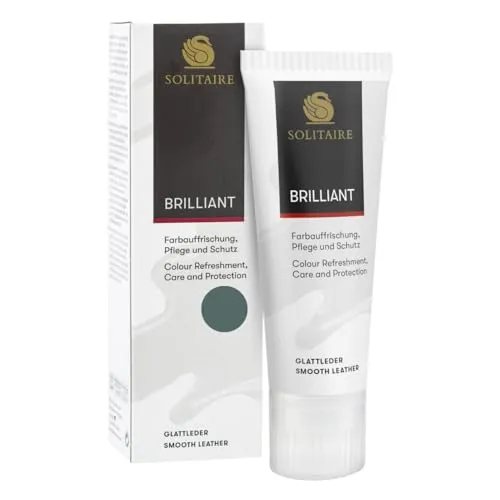 Solitaire BRILLANT 75 ml Schuh-Creme in der Tube, intensive Pflege und Imprägnierung für Schuhe, Taschen und Kleidung aus Leder, Farbe olive