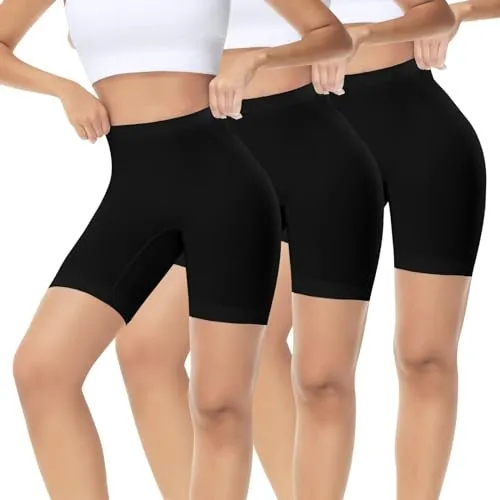 IceReco 3er Pack Radlerhose Damen Kurz für Kleid Sporthose Damen Kurz Boxershorts Leggings Schwarz Blickdicht Laufhose Trainingshose Reibungslos Tennishose Outdoor Biker Unterhosen Fahrrad Kurze M