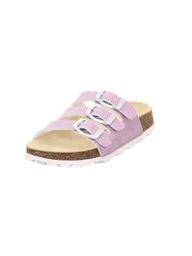 Superfit Mädchen FUSSBETTPANTOFFEL Hausschuhe, LILA 8500 - Hausschuhe für Mädchen mit orthopädischem Tieffußbett aus Naturkork, ideal für gesunde Füße und optimalen Halt dank 3 Klettverschlüssen.