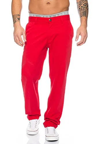 Rock Creek Herren Chino Hose RC-2083 in Rot W36 L30 - Stylische Herren Chino Hose mit zwei seitlichen Taschen und Reißverschluss-Gesäßtaschen, ideal für jede Gelegenheit. Verfügbar in den Größen W29 - W40 und L30 - L34.