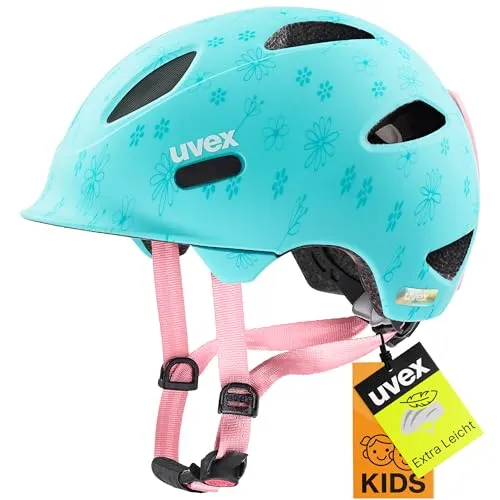 uvex Oyo Style Kinder-Fahrradhelm - flowers cyan matt - Fahrradhelme für Kinder mit leichtem Design und individuell anpassbarem Sitz. Integriertes uvex xTRA Shield für zusätzlichen Stirnschutz.