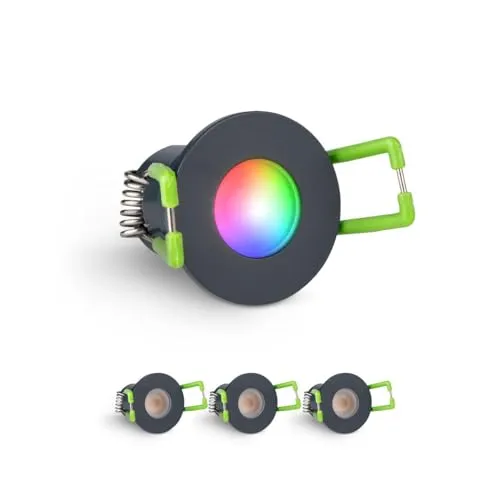 LongLife LED Einbaustrahler Mini 4er Set 3W RGBW - Deckenspots mit IP65-Zertifizierung für wetterfeste Installation. Dimmbare RGBW-Beleuchtung und einfache Plug-and-Play-Installation bieten Flexibilität für Terrassen und Carports.