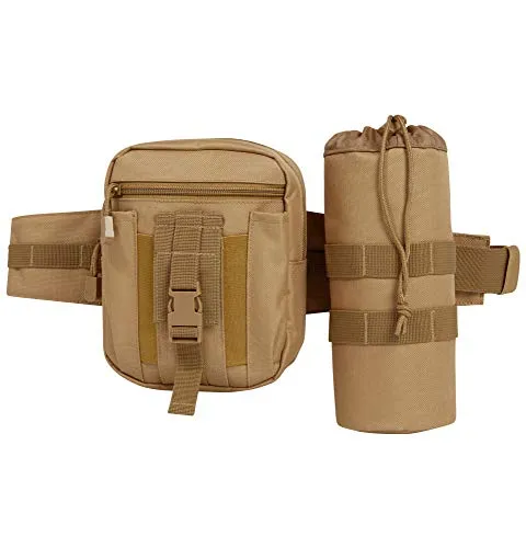 Brandit Waistbeltbag Allround Camel Gr. OS - Gürteltaschen für Outdoor-Aktivitäten, aus robustem 600DEN Polyester, mit abnehmbarem Flaschenhalter und Molle-System für individuelle Erweiterung.