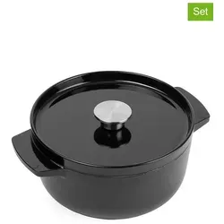 KitchenAid 2tlg. Bräter-Set in Schwarz - 3,3 l - Hochwertiges Gusseisen-Bräter-Set mit Antihaftbeschichtung. Ideal für vielseitige Kochmethoden, backofenfest bis 260°C und induktionsgeeignet.