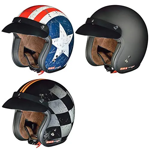 RC-583 Jethelm Motorradhelm - Rebell Chopper Helm für Roller & Bobber - Hochwertiger Motorradhelm in XS (53-54), super leicht mit 1050g, geräuscharm und praktischem Ratschenschloss. Kostenloser Größentausch und umfassende Beratung nach dem Kauf.