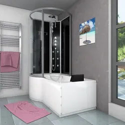 Kombination Badewanne Dusche K50-R32 Duschtempel 100x170 cm - Schwarz