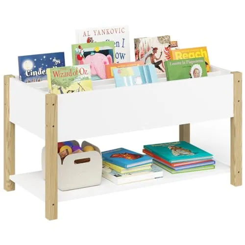 Bellabino Kinderregal Teme – Bücherregal für Kinder mit 4 Fächern - Kinderzimmerregal mit 4 großzügigen Fächern für Bücher und Spielzeug, fördert Unabhängigkeit und Lesefreude nach Montessori-Prinzipien.