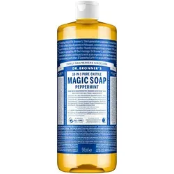 Dr. Bronner's 18-in-1 Pfefferminze Naturseife 945 ml - Flüssig-Handseife mit antibakterieller Wirkung, biologisch abbaubar und vegan. Ideal für normale Haut, spendet Feuchtigkeit und erfrischt mit echtem Pfefferminzduft.