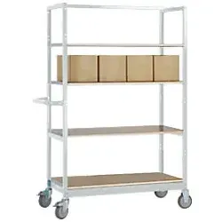 Manuflex VARIMOBIL Mobiler Etagenwagen – 4 Fachböden für 250 kg - Transportgeräte & Rampen – Robuster mobiler Etagenwagen mit 4 Fachböden, ideal für Lagerung und Transport von schweren Gütern.