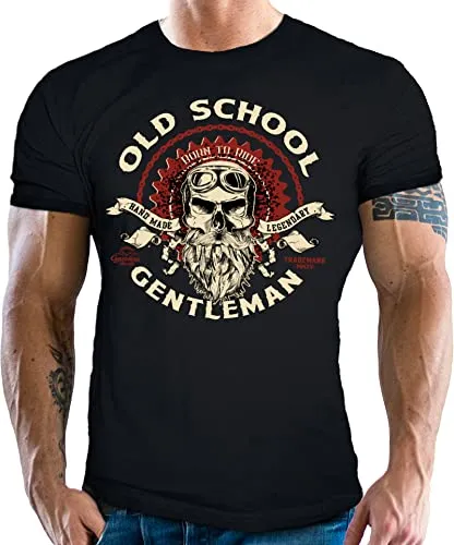 Gasoline Bandit Biker Racer T-Shirt: Old School Gentleman für Herren - Kleidung mit original GASOLINE BANDIT Design, brillanter Druck und weichem Griff, perfekt als Geschenk für Biker und Motorradfahrer.