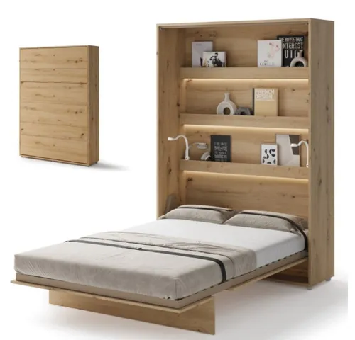 yourhouse24 Schrankbett Bed Concept Vertikal 90-180cm - Schrankbett Bed Concept – Platzsparendes Wandbett in Eiche Artisan, ideal für kleine Räume! Einfaches Öffnen und Schließen mit Soft-Close-System, inklusive praktischen Gurten zur Bettwäschebefestigung.