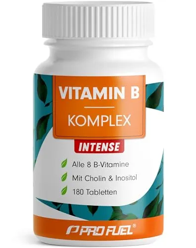 ProFuel - VITAMIN B Komplex FORTE - Folsäure und alle 8 essentiellen B-Vitamine, hochdosiert und 100% vegan für optimale Unterstützung von Nervensystem und geistiger Leistungsfähigkeit - 180 Tage Versorgung.