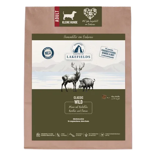 Lakefields Trockenfleisch-Menü Wild - 1 kg für kleine Hunde, getreidefrei und reich an hochwertigem tierischem Protein