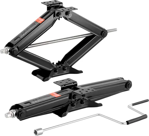 VEVOR RV Scherenwagenheber - Stabiler Wagenheber mit Handkurbel & Wasserwaage - Wagenheber & Nivellierer für Wohnmobile, mit 4082 kg Tragkraft und großem Hubbereich von 103-595 mm für sicheres Nivellieren auf unebenen Flächen.