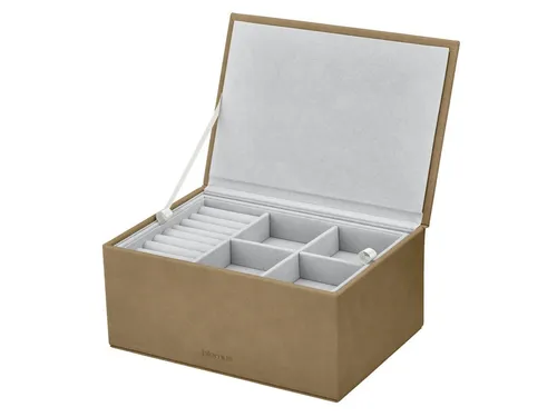 blomus SAHLA Schmuckaufbewahrungsbox L – Elegante Aufbewahrung in Indian Tan - Stylische Schmuckaufbewahrungsbox aus PU Leder, 22x15x10 cm, ideal für die organisierte Aufbewahrung Ihrer Schmuckstücke.