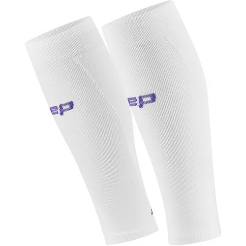 CEP Women's Run Sleeves Calf 5.0 - Kompressionsbeinlinge für Läufer - Funktionsunterwäsche mit Kompressionseffekt für optimalen Halt beim Trailrunning - Farbe: Weiß/Grau; Größe IV; ideal zur Verbesserung der Leistung und Regeneration.