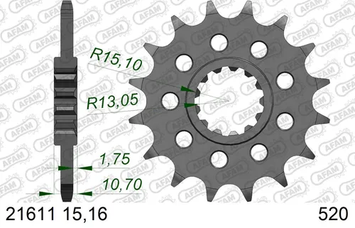 Ritzel 15-Zähne 520-Teilung für Yamaha FZ8 800 SA Fazer ABS Bj. 2011-2016