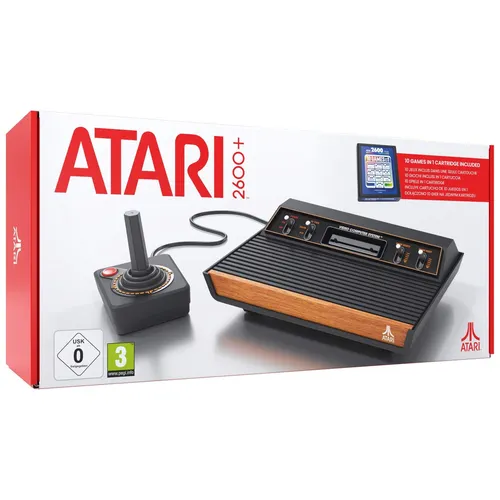 ATARI 2600+ inkl. Controller und 10 Spielen - Klassische Retro-Konsole, perfekt für nostalgische Gaming-Abende mit Freunden
