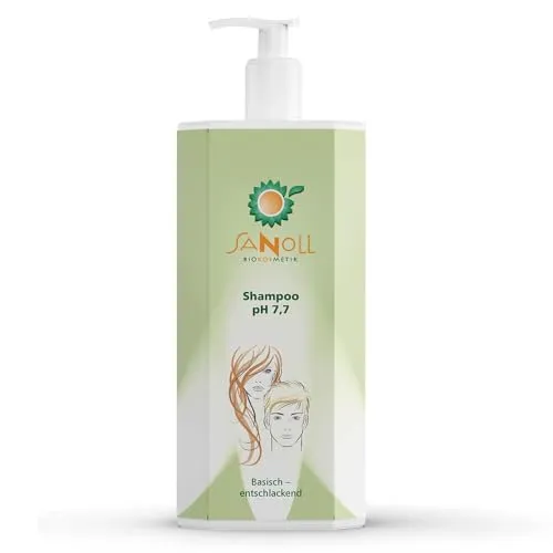 Sanoll Shampoo pH 7 - Basisch & Entschlackend, 1L - Shampoo für gesundes Haar, basisch-vegane Formel unterstützt die Entsäuerung der Kopfhaut und sorgt für gute Kämmbarkeit.