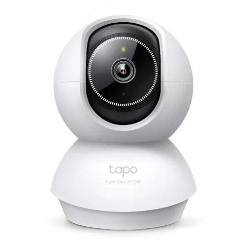 Tapo C230 3K 5MP Überwachungskamera - Überwachungskamera mit 360° Sicht, 3K 5MP Videoqualität und smarter KI-Erkennung für maximale Sicherheit. Nachtsicht bis 12 Meter und kompatibel mit Alexa und Google Assistant.