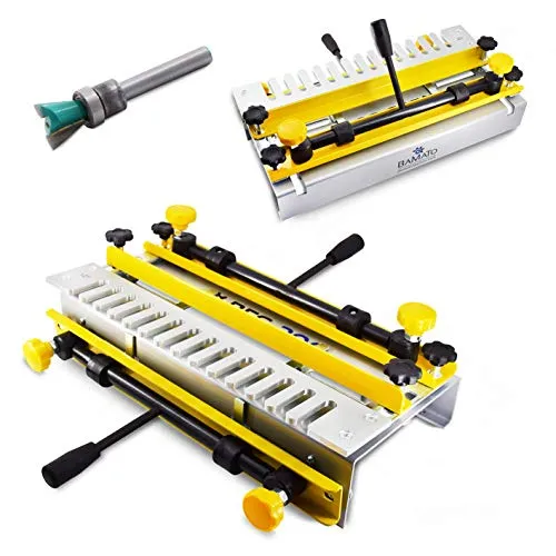 BAMATO Zinkenfrässchablone BFS-300 | Zinkenfräsgerät mit Fräser - Fräsmaschinen für präzise Schwalbenschwanzverbindungen, inkl. Fräser und ½“ Schablone. Ideal für Heimwerker, mit Schnellspannsystem für einfache Handhabung.