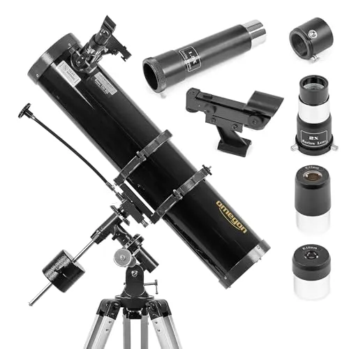 Omegon Teleskop N 130/920 EQ-2: Einsteigerfreundliches Astronomie-Teleskop - Teleskope: Entdecke die Sterne mit einem leistungsstarken 130mm Teleskop für klare Mond- und Planetenbeobachtungen – ideal für Einsteiger und Familien.