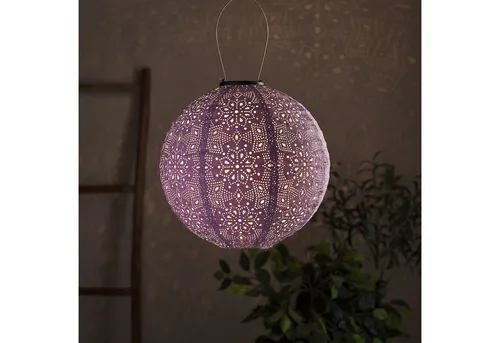 Lights4fun LED Laterne Tyvek Solar Lampion lila