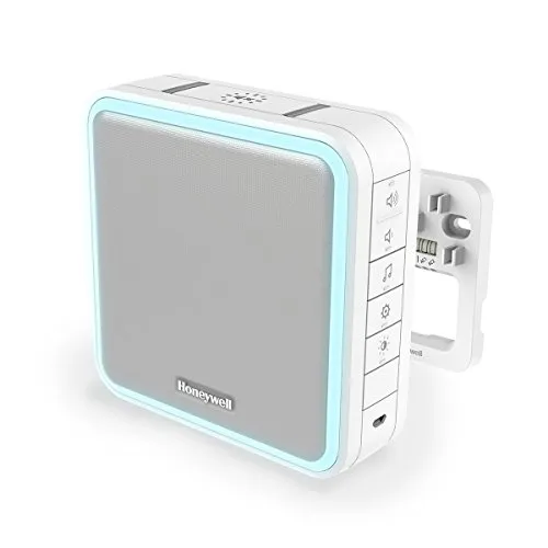 Honeywell Home DW915S Serie 9 - Tragbarer LED-Gong in Weiß, 11 Melodien, kabellos oder verkabelt, mit visuellen Warnungen und Schlafmodus