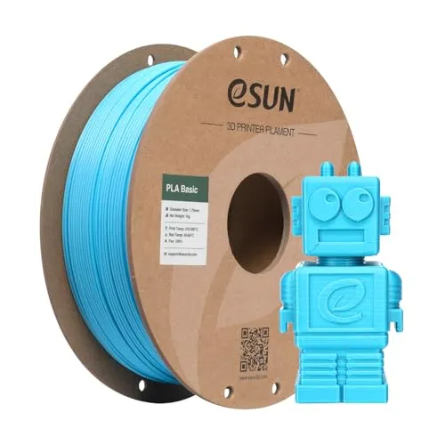 eSUN PLA Filament 1.75mm, PLA Basic 3D Drucker Filament Maßgenauigkeit +/- 0.03mm, 1KG Spule (2.2 LBS) Super Speedy PLA Filament für 3D Drucker, Himmelblau