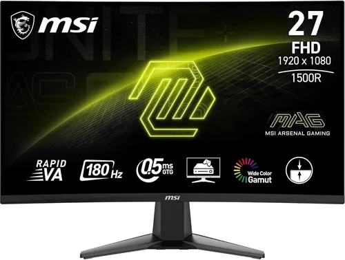 MSI MAG 27C6F - 27 Zoll Curved Gaming-Monitor, 180 Hz Bildwiederholfrequenz und 1 ms Reaktionszeit für flüssiges Gameplay