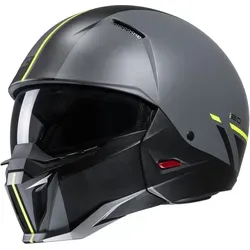 HJC i20 Batol Jethelm, schwarz-grau, Größe M - Motorradhelm mit fortschrittlicher Polycarbonat-Verbundschale für leichtes Gewicht und hervorragenden Komfort, ideal für Street Fighter-Fans.